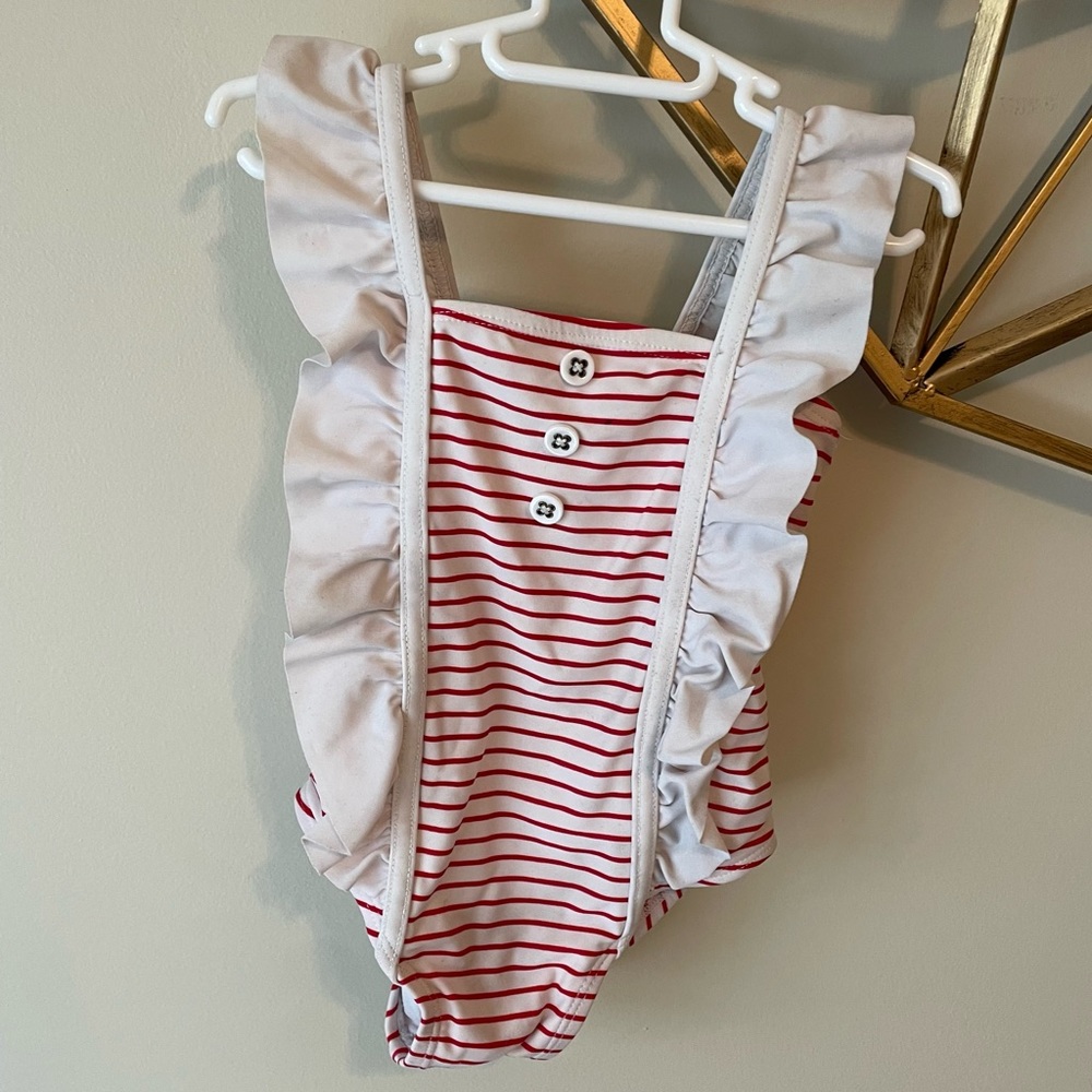 12-18 M Janie and Jack red and white striped bathing suit